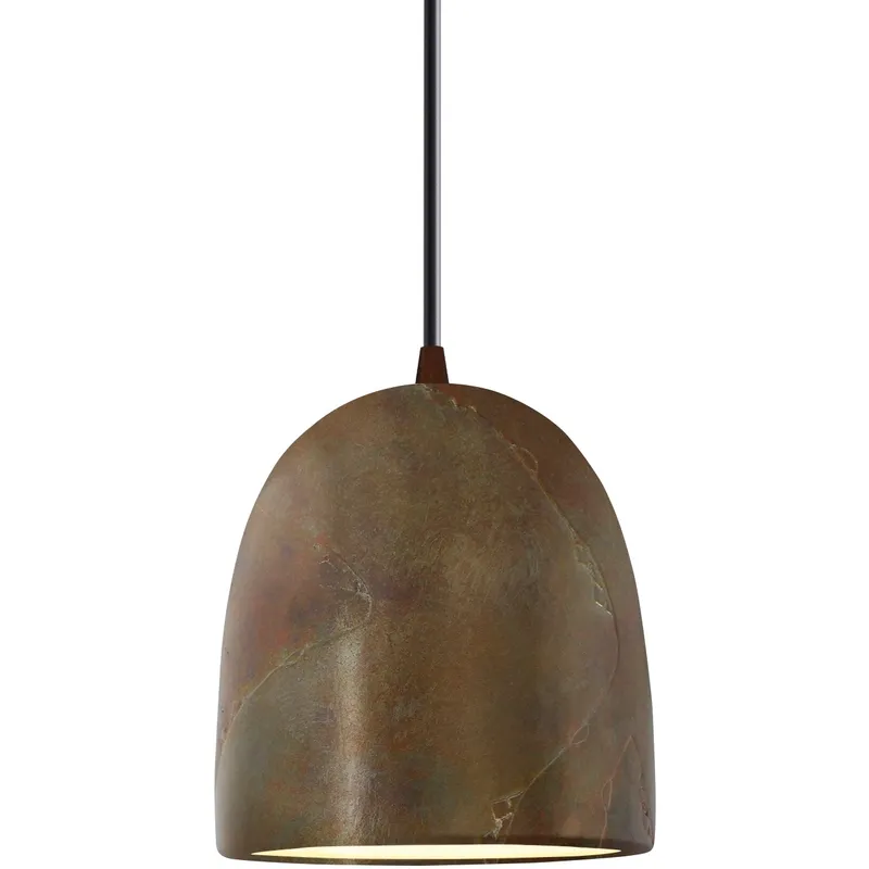 Radiance Collection - Bell Single Drop Pendant in Dark Bronze, Dedicated LED, Tierra Red Slate, Black, Form+Finish+Function