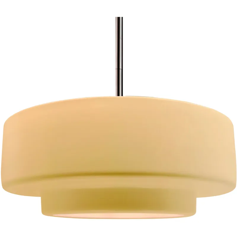 Radiance Collection - Tier Pendant Ceiling Light in Brushed Nickel, Dedicated LED, Rigid Stem, Muted Yellow, 16.25W x 6H, Form+Finish+Function