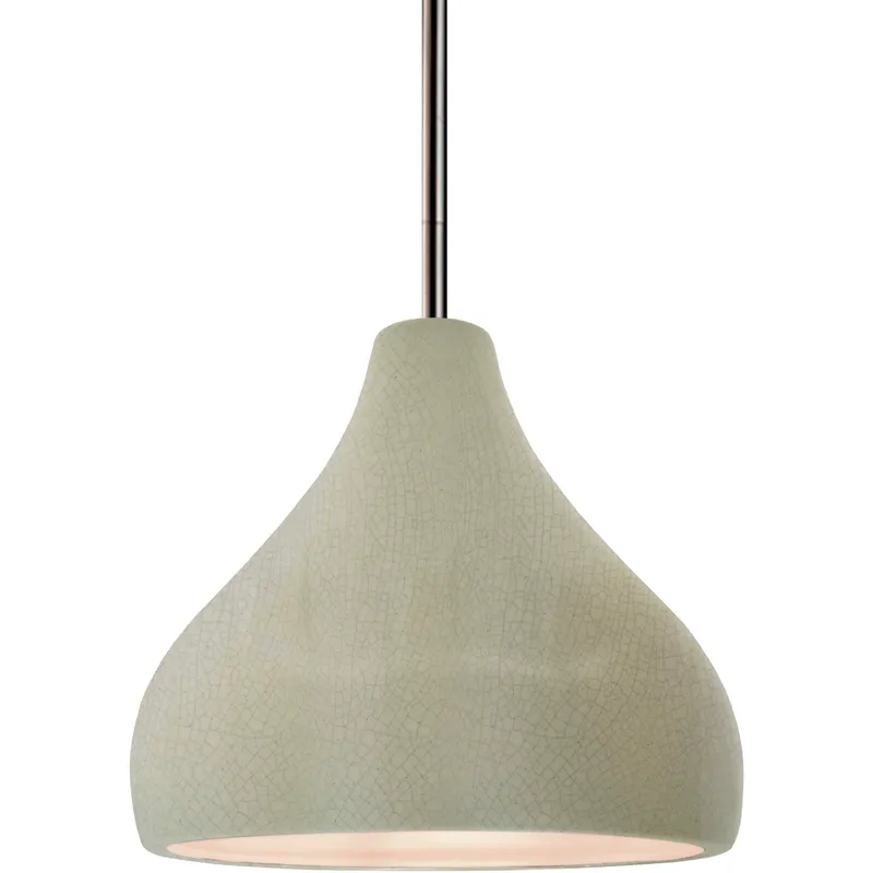 Radiance LED 8 inch Celadon Green Crackle and Brushed Nickel Pendant Ceiling Light
