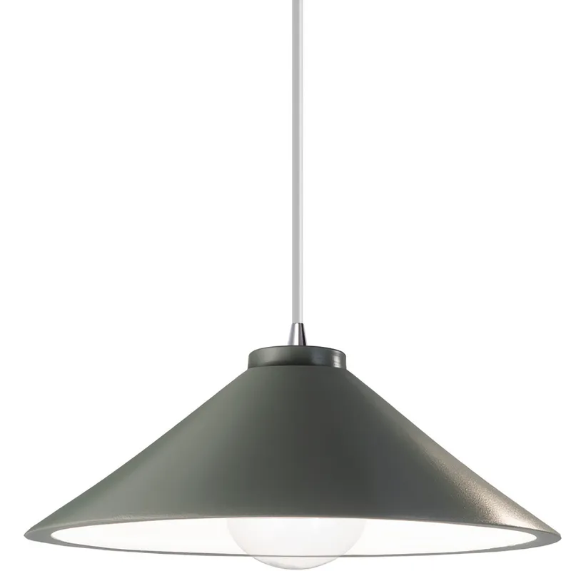 Radiance Collection - Flare 1 Light 11.75 inch Pewter Green and Polished Chrome Pendant Ceiling Light in Replaceable Bulb, White, Form+Finish+Function