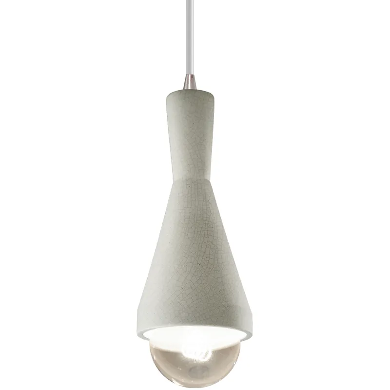 Radiance Collection - Erlen 1 Light 4.75 inch White Crackle and Brushed Nickel Pendant Ceiling Light in Replaceable Bulb, Form+Finish+Function