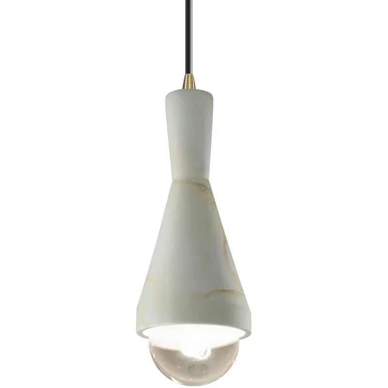 Radiance Collection - Erlen 1 Light 4.75 inch Carrara Marble and Antique Brass Pendant Ceiling Light in Replaceable Bulb, Black, Form+Finish+Function