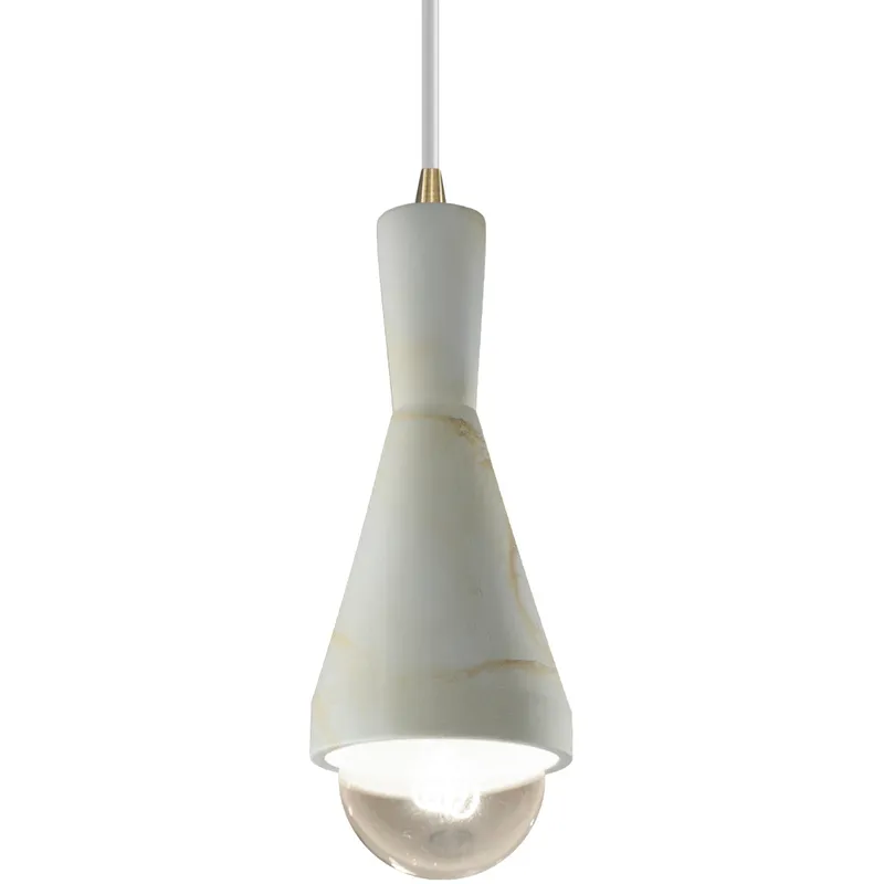 Radiance Collection - Erlen 1 Light 4.75 inch Carrara Marble and Antique Brass Pendant Ceiling Light in Replaceable Bulb, White, Form+Finish+Function