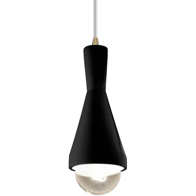Radiance Collection - Erlen 1 Light 4.75 inch Gloss Black and Antique Brass Pendant Ceiling Light in Replaceable Bulb, White, Form+Finish+Function