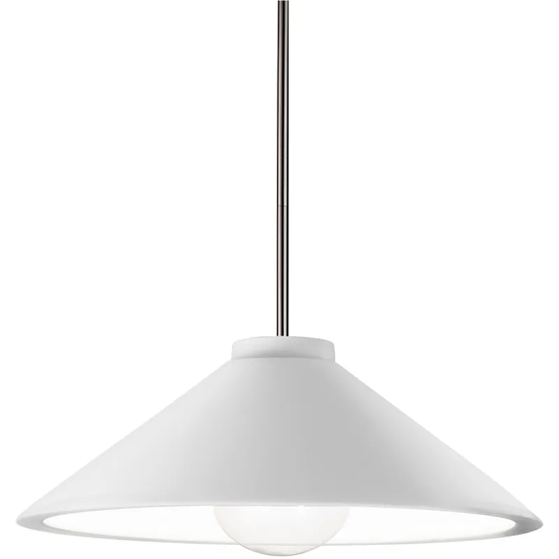 Radiance Collection - Flare LED 11.75 inch Gloss White and Brushed Nickel Pendant Ceiling Light in Dedicated LED, Rigid Stem, Form+Finish+Function