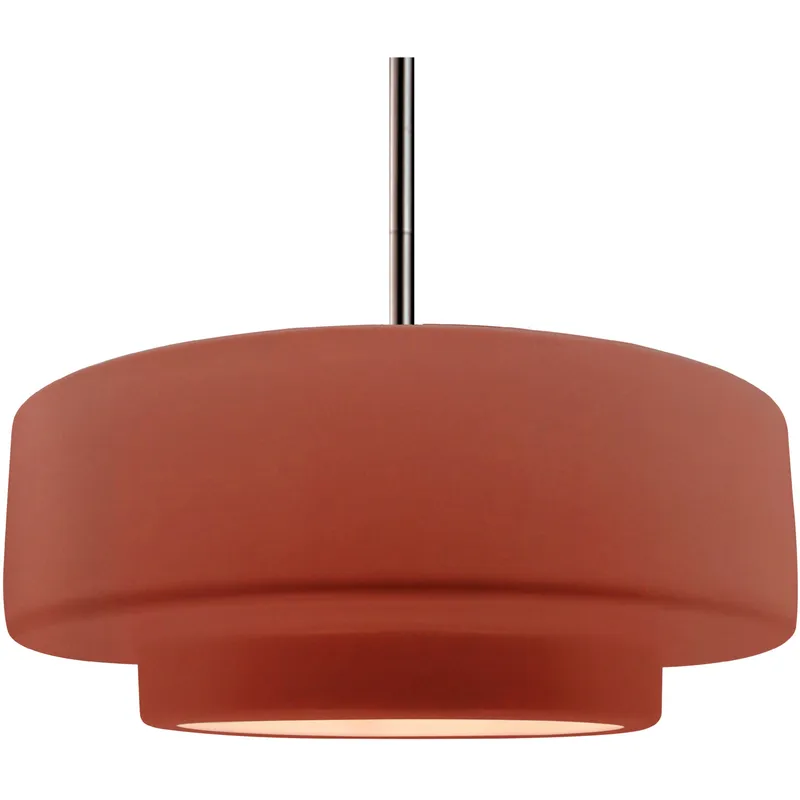 Radiance Collection - Tier Pendant Ceiling Light in Brushed Nickel, Replaceable Bulb, Rigid Stem, Canyon Clay, 16.25W x 6H, Form+Finish+Function
