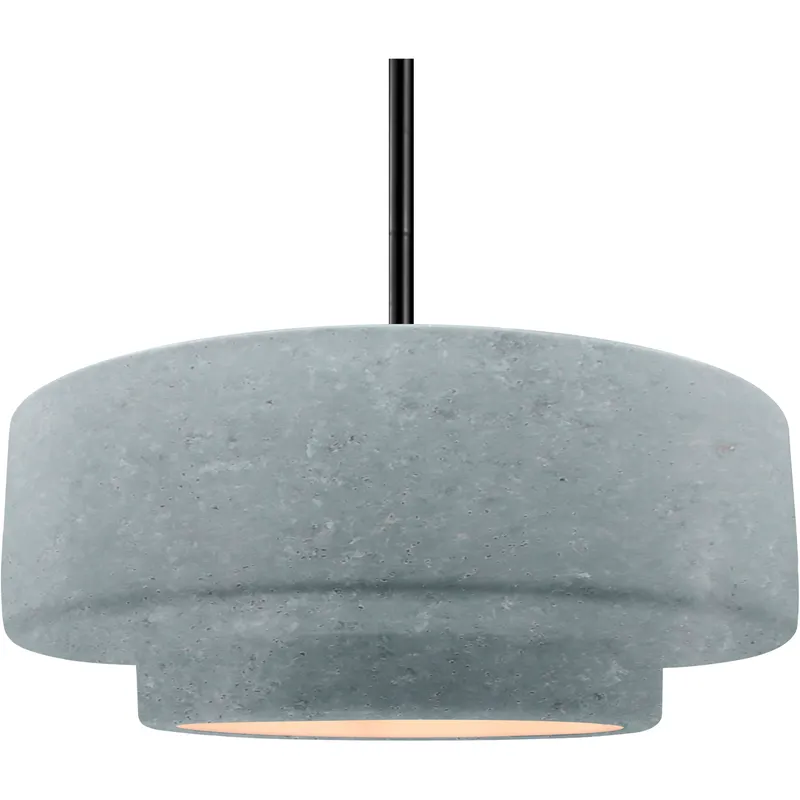 Radiance Collection - Tier Pendant Ceiling Light in Matte Black, Replaceable Bulb, Rigid Stem, Concrete, 16.25W x 6H, Form+Finish+Function