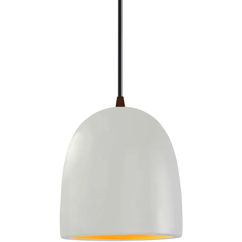 Radiance Collection - Bell Single Drop Pendant in Dark Bronze, Dedicated LED, Matte White with Champagne Gold interior, Black, Form+Finish+Function