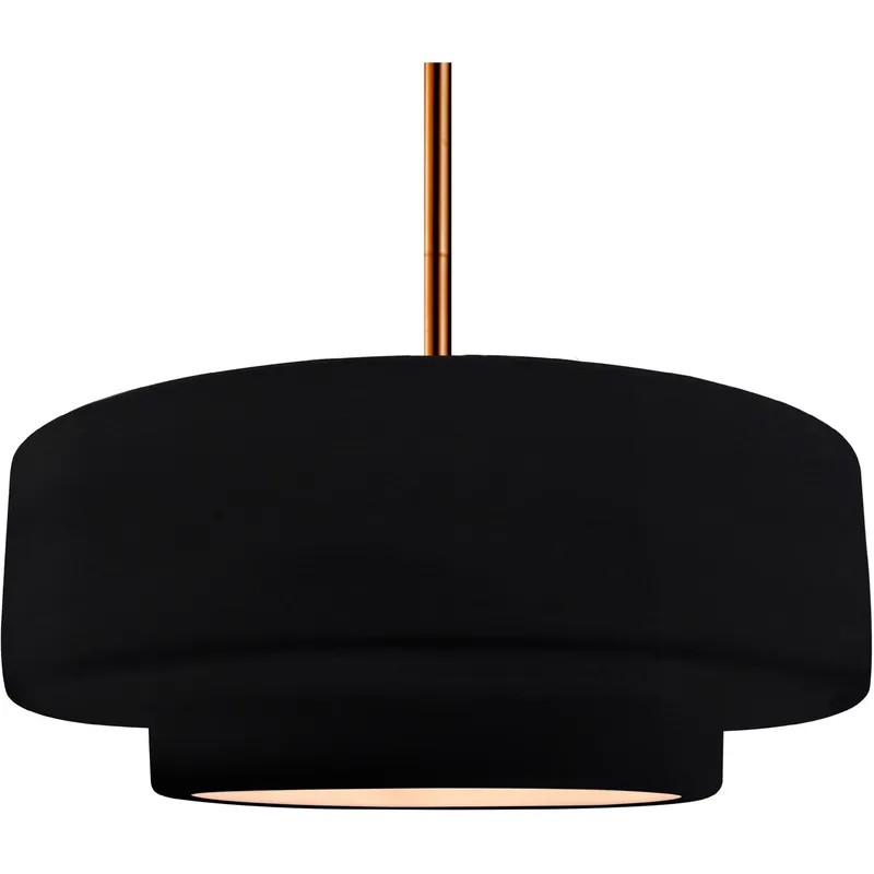 Radiance Collection - Tier Pendant Ceiling Light in Brushed Brass, Dedicated LED, Rigid Stem, Gloss Black, 16.25W x 6H, Form+Finish+Function