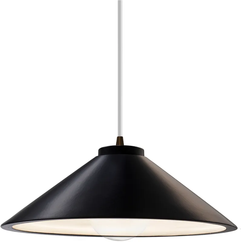 Radiance Collection - Flare 1 Light 11.75 inch Gloss Black/Matte White and Dark Bronze Pendant Ceiling Light in Replaceable Bulb, Form+Finish+Function