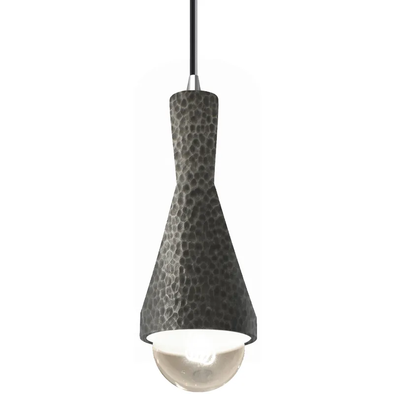 Radiance Collection - Erlen 1 Light 4.75 inch Hammered Pewter and Polished Chrome Pendant Ceiling Light in Replaceable Bulb, Black, Form+Finish+Function