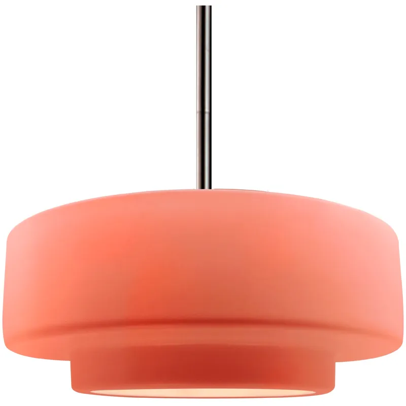 Radiance Collection - Tier Pendant Ceiling Light in Brushed Nickel, Dedicated LED, Black Cord, Gloss Blush, 14.5W x 5.25H, Form+Finish+Function
