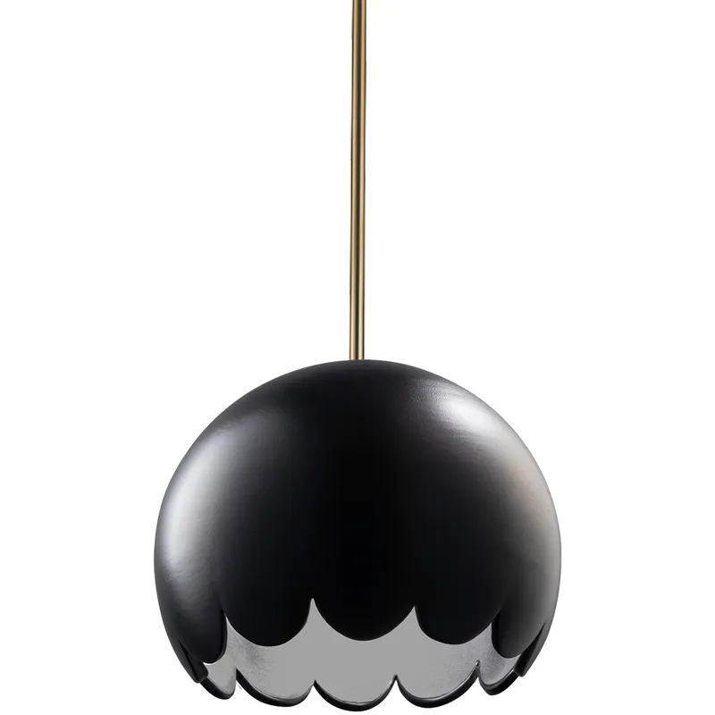 Radiance 1 Light 9 inch Carbon Matte Black Pendant Ceiling Light in Rigid Stem Kit, Antique Brass, Incandescent