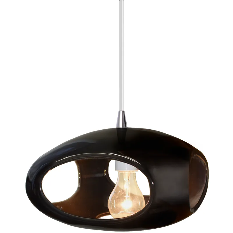 Radiance Collection 1 Light 12 inch Polished Chrome and Gloss Black and White Pendant Ceiling Light