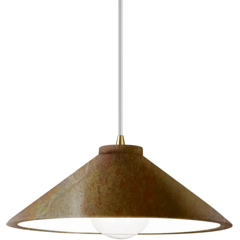 Radiance Collection - Flare 1 Light 11.75 inch Tierra Red Slate and Antique Brass Pendant Ceiling Light in Replaceable Bulb, White, Form+Finish+Function