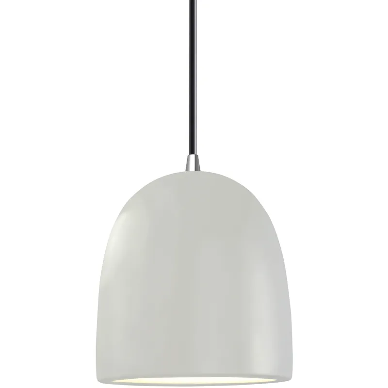 Radiance Collection - Bell Single Drop Pendant in Polished Chrome, Replaceable Bulb, Matte White, Black, Form+Finish+Function