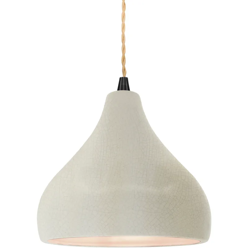 Radiance 1 Light 8 inch White Crackle and Matte Black Pendant Ceiling Light
