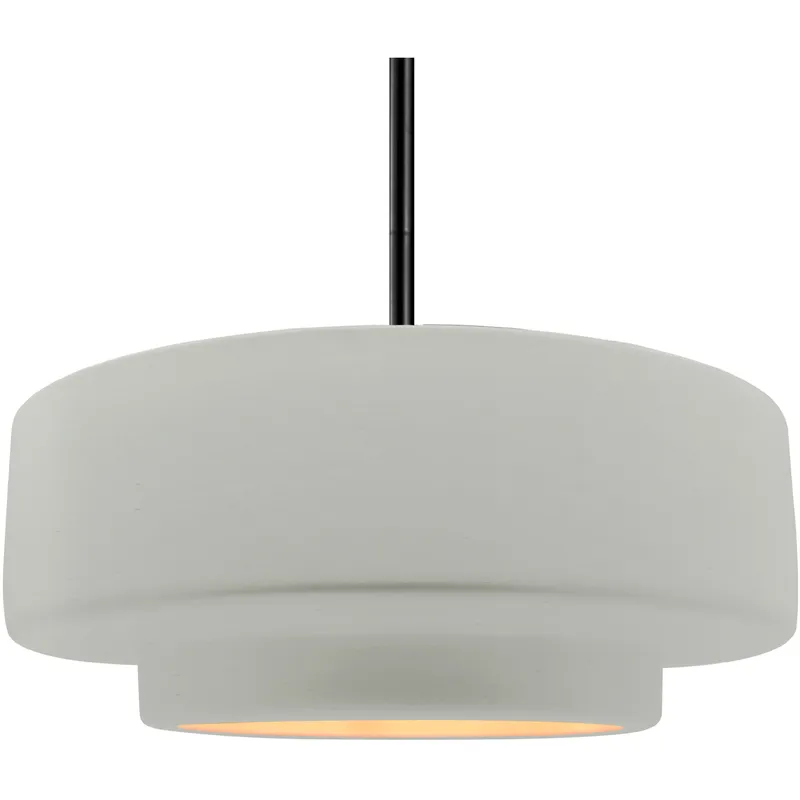 Radiance Collection - Tier Pendant Ceiling Light in Matte Black, Replaceable Bulb, Rigid Stem, Matte White/Champagne Gold, 16.25W x 6H, Form+Finish+Function