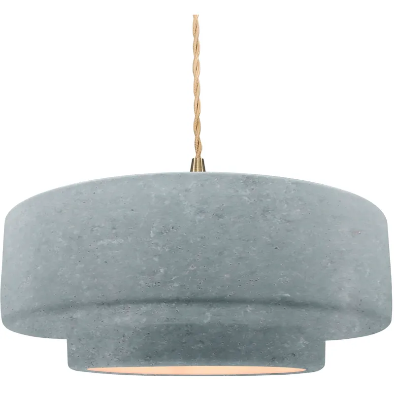 Radiance Collection - Tier Pendant Ceiling Light in Brushed Brass, Dedicated LED, Beige Twist Cord, Concrete, 16.25W x 6H, Form+Finish+Function