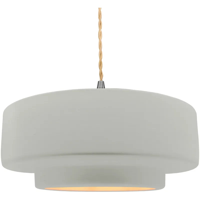 Radiance Collection - Tier Pendant Ceiling Light in Brushed Nickel, Dedicated LED, Beige Twist Cord, Matte White/Champagne Gold, 16.25W x 6H, Form+Finish+Function