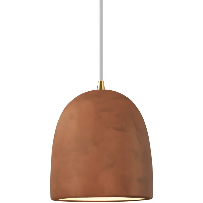 Radiance Collection - Bell Single Drop Pendant in Antique Brass, Replaceable Bulb, Terra Cotta, White, Form+Finish+Function