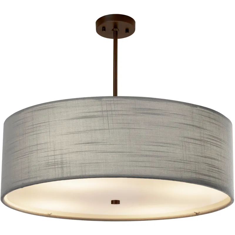 Textile 6 Light 24 inch Dark Bronze Drum Pendant Ceiling Light, Classic Family, EVOLV