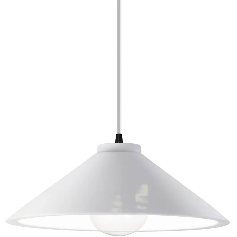 Radiance Collection - Flare 1 Light 11.75 inch Gloss White and Matte Black Pendant Ceiling Light in Replaceable Bulb, Form+Finish+Function