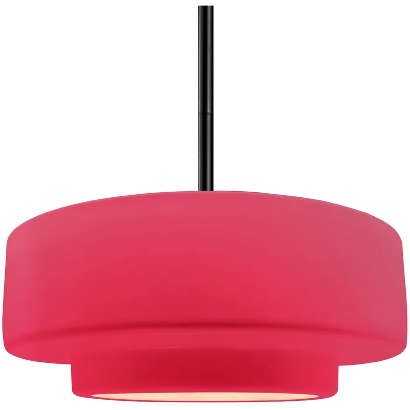 Radiance Collection - Tier Pendant Ceiling Light in Matte Black, Black Cord, Replaceable Bulb, Cerise, 14.5W x 5.25H, Form+Finish+Function