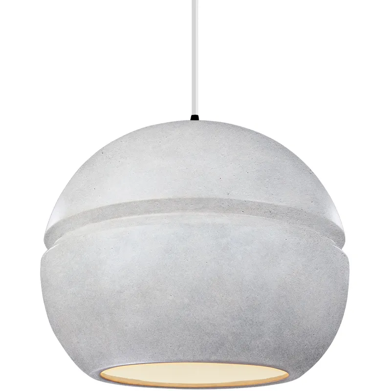 Radiance Collection LED 12 inch Matte Black and Concrete and White Pendant Ceiling Light