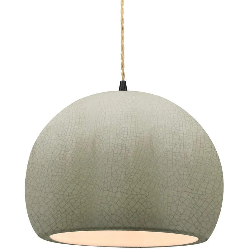 Radiance LED 12.25 inch Celadon Green Crackle and Matte Black Pendant Ceiling Light