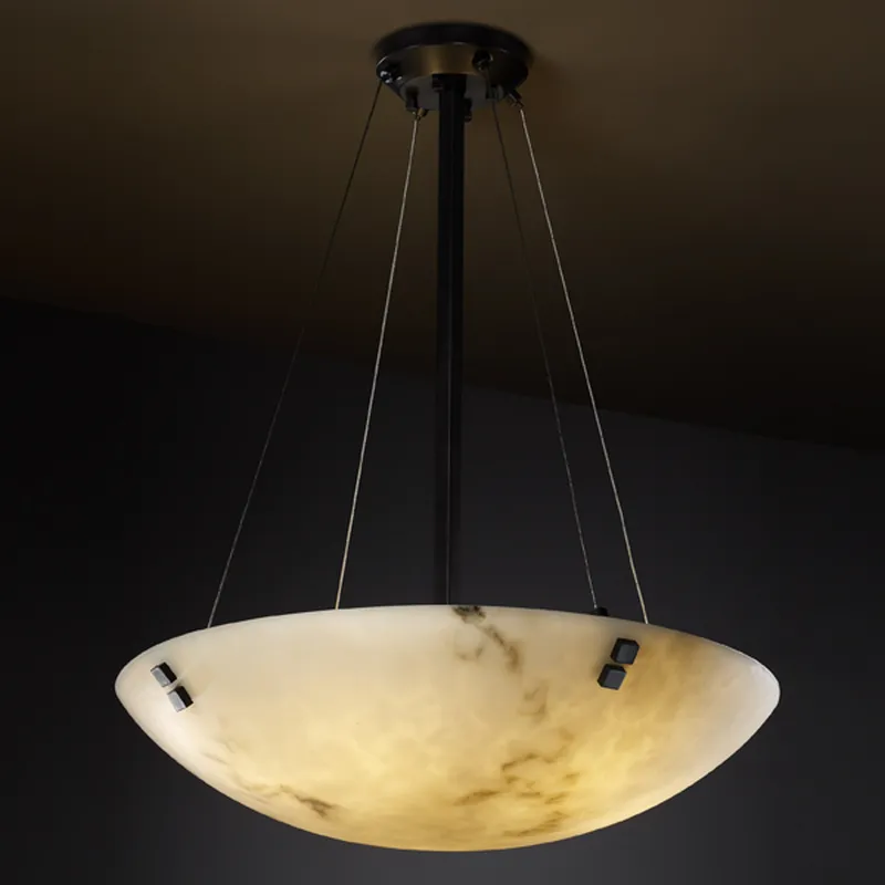 LumenAria 3 Light 21 inch Dark Bronze Pendant Ceiling Light in 3000 Lm LED, Pair of Square with Points, Round Bowl