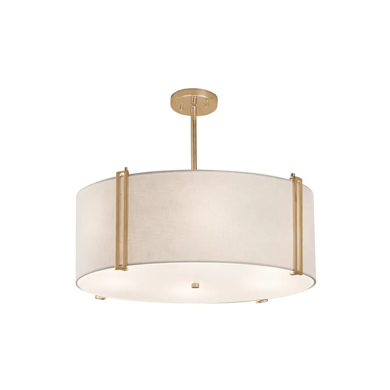 Textile 6 Light 24.5 inch Brushed Brass Pendant Ceiling Light in White, Incandescent, Drum