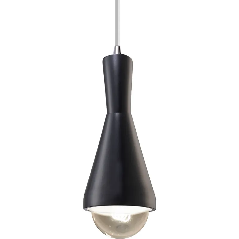 Radiance Collection - Erlen LED 4.75 inch Carbon Matte Black and Polished Chrome Pendant Ceiling Light in Dedicated LED, White, Form+Finish+Function