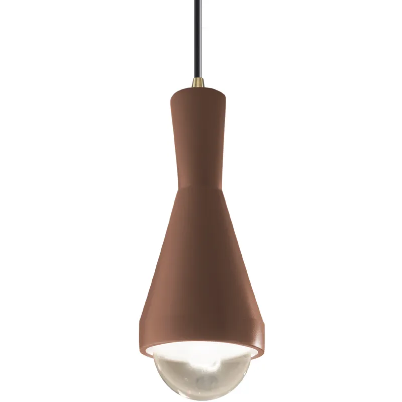 Radiance Collection - Erlen 1 Light 4.75 inch Canyon Clay and Antique Brass Pendant Ceiling Light in Replaceable Bulb, Black, Form+Finish+Function