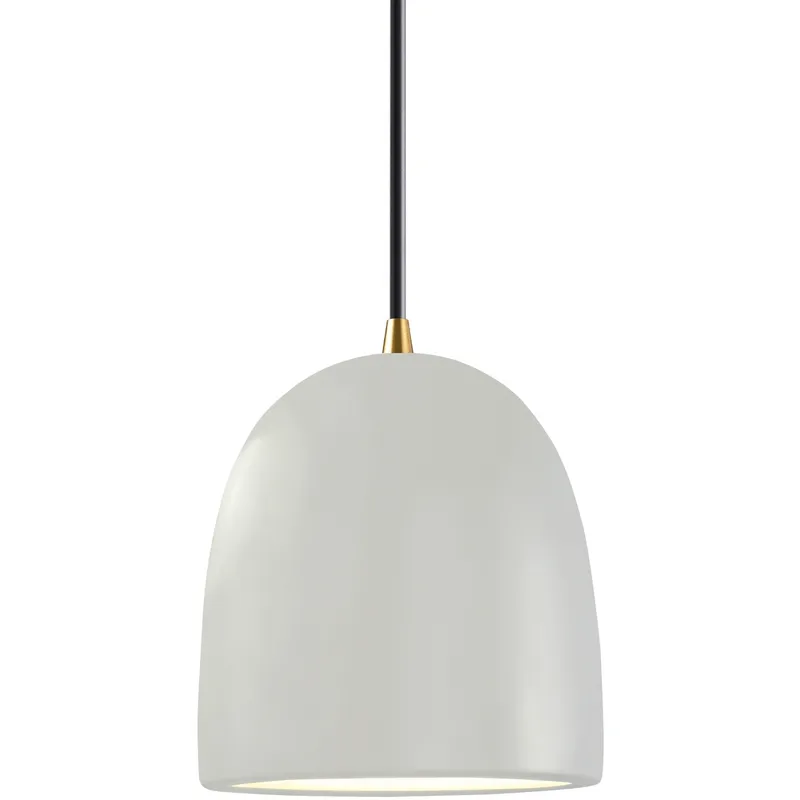 Radiance Collection - Bell Single Drop Pendant in Antique Brass, Dedicated LED, Matte White, Black, Form+Finish+Function