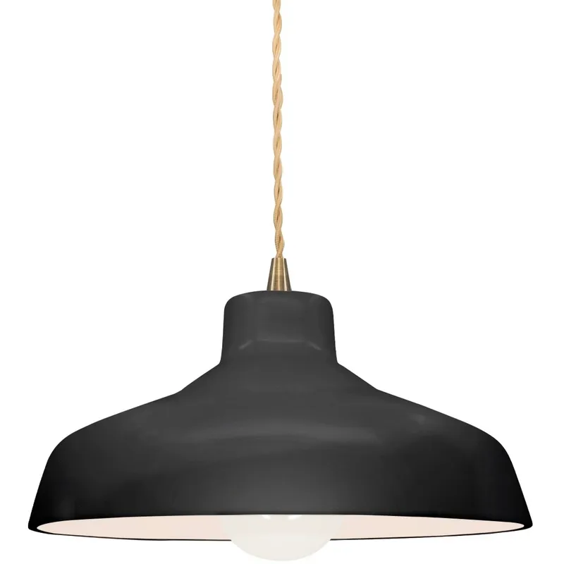 Radiance 1 Light 11.5 inch Gloss Black and Antique Brass Pendant Ceiling Light