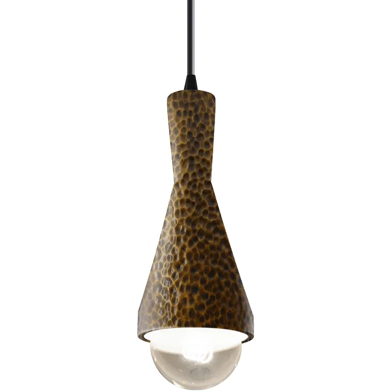 Radiance Collection - Erlen 1 Light 4.75 inch Hammered Brass and Matte Black Pendant Ceiling Light in Replaceable Bulb, Form+Finish+Function