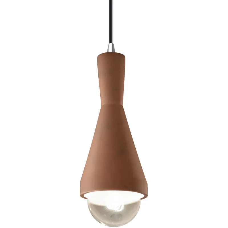 Radiance Collection - Erlen 1 Light 4.75 inch Terra Cotta and Polished Chrome Pendant Ceiling Light in Replaceable Bulb, Black, Form+Finish+Function