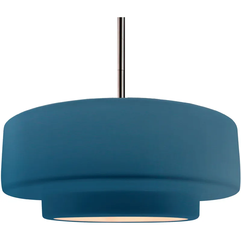 Radiance Collection - Tier Pendant Ceiling Light in Brushed Nickel, Dedicated LED, Rigid Stem, Midnight Sky/Matte White, 16.25W x 6H, Form+Finish+Function