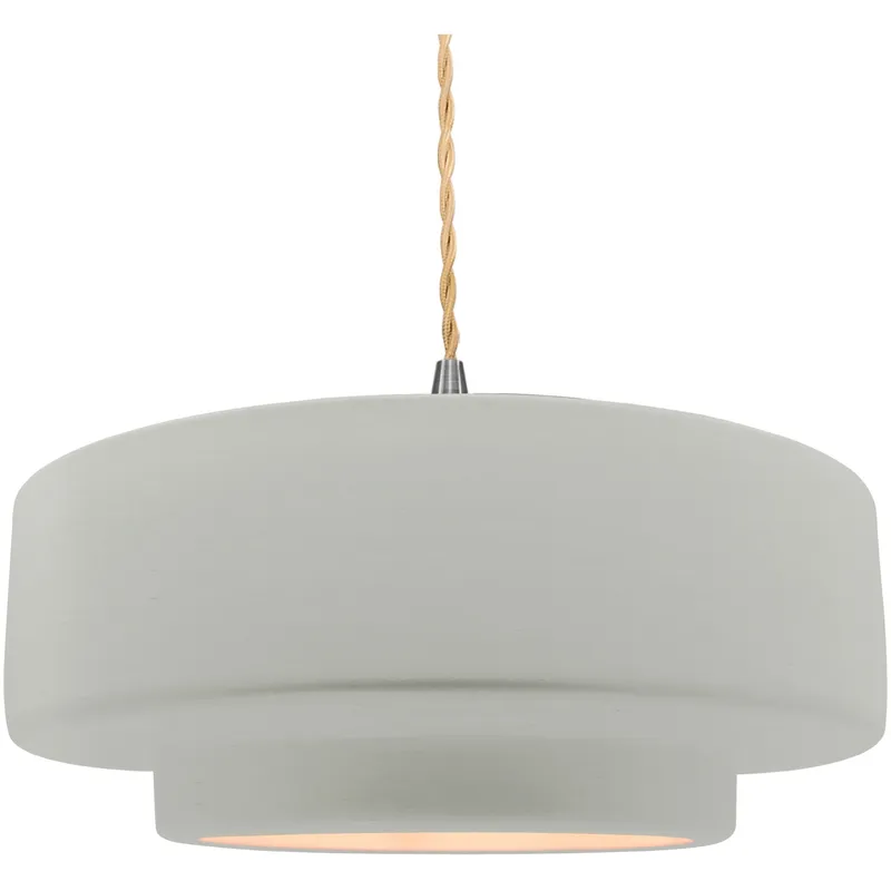Radiance Collection - Tier Pendant Ceiling Light in Brushed Nickel, Replaceable Bulb, Beige Twist Cord, Matte White, 16.25W x 6H, Form+Finish+Function