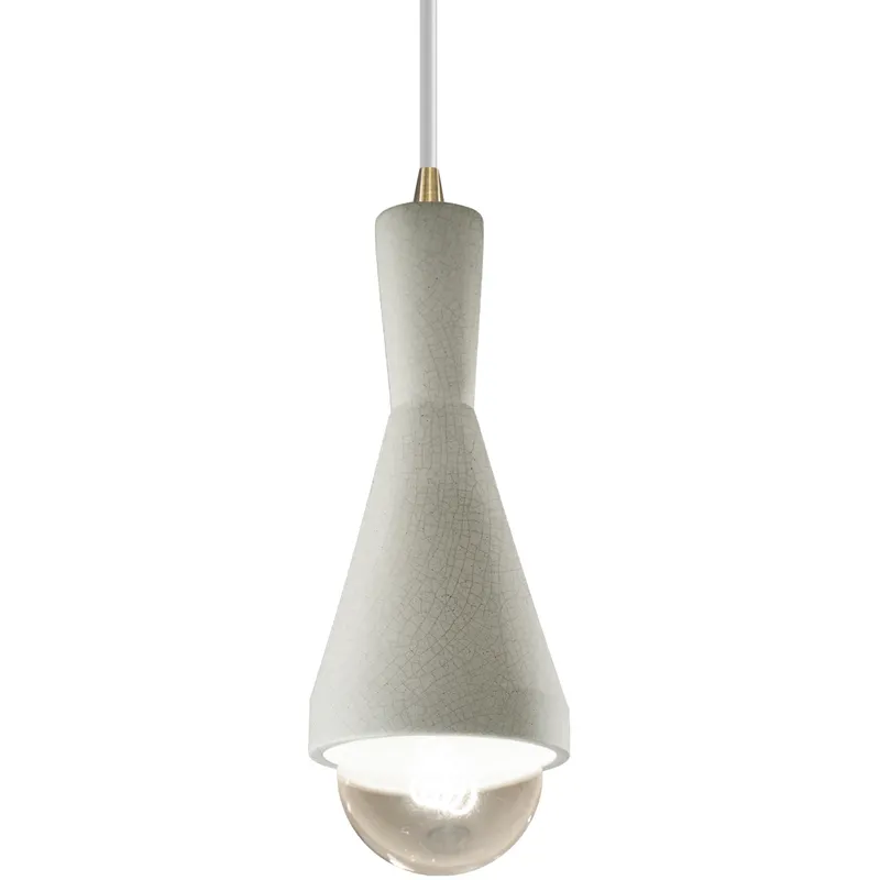 Radiance Collection - Erlen 1 Light 4.75 inch White Crackle and Antique Brass Pendant Ceiling Light in Replaceable Bulb, Form+Finish+Function