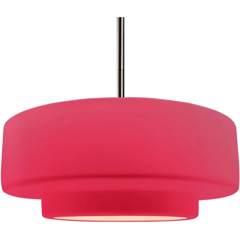 Radiance Collection - Tier Pendant Ceiling Light in Brushed Nickel, Replaceable Bulb, Rigid Stem, Cerise, 16.25W x 6H, Form+Finish+Function