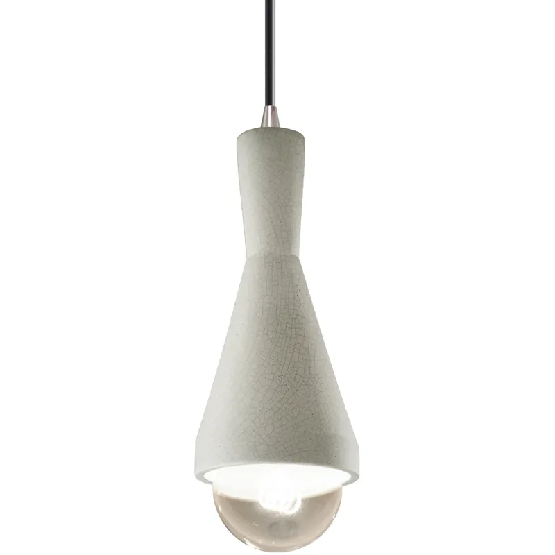 Radiance Collection - Erlen 1 Light 4.75 inch White Crackle and Brushed Nickel Pendant Ceiling Light in Replaceable Bulb, Black, Form+Finish+Function