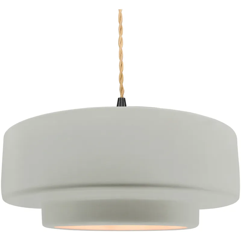 Radiance Collection - Tier 1 Light 16.25 inch Bisque and Matte Black Pendant Ceiling Light in Replaceable Bulb, Beige Twist Cord, 16.25W x 6H, Form+Finish+Function