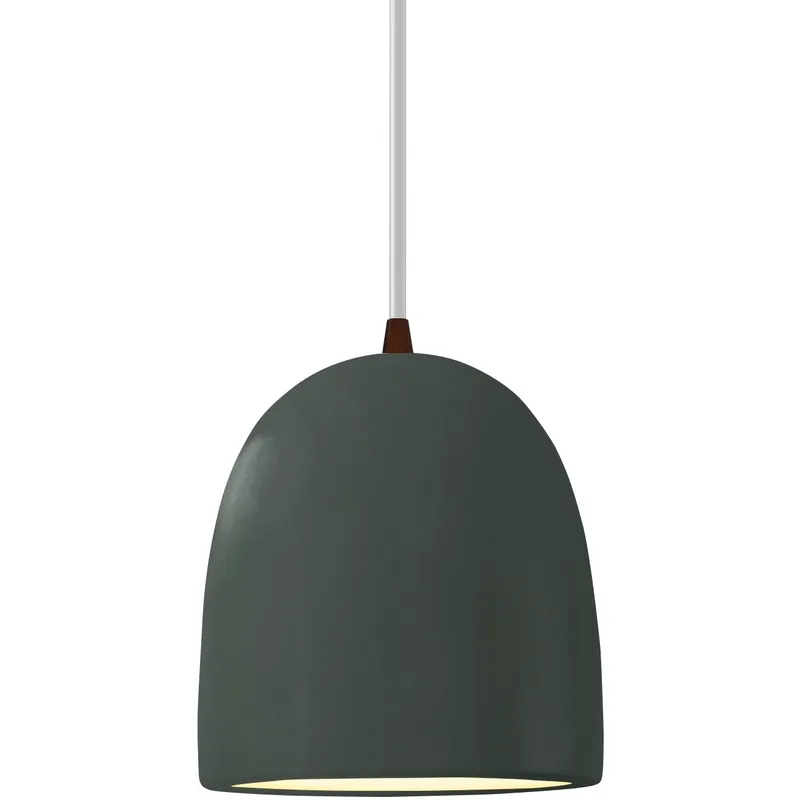 Radiance Collection - Bell Single Drop Pendant in Dark Bronze, Replaceable Bulb, Pewter Green, White, Form+Finish+Function