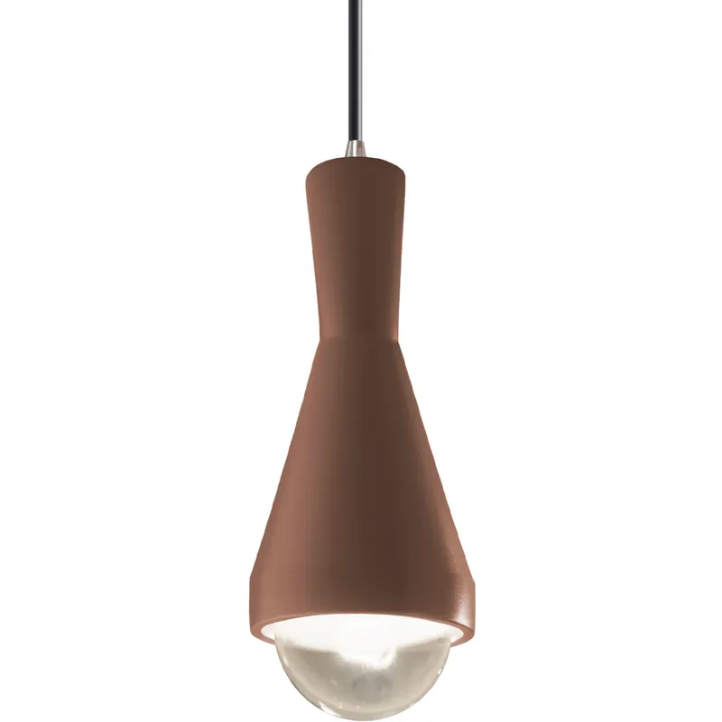 Radiance Collection - Erlen 1 Light 4.75 inch Canyon Clay and Brushed Nickel Pendant Ceiling Light in Replaceable Bulb, Black, Form+Finish+Function