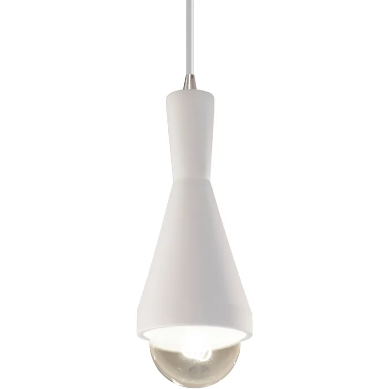 Radiance Collection - Erlen 1 Light 4.75 inch Bisque and Brushed Nickel Pendant Ceiling Light in Replaceable Bulb, White, Form+Finish+Function