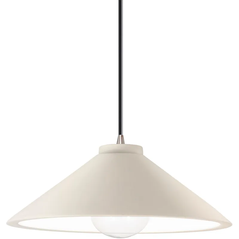 Radiance Collection - Flare 1 Light 11.75 inch Matte White and Brushed Nickel Pendant Ceiling Light in Replaceable Bulb, Black, Form+Finish+Function