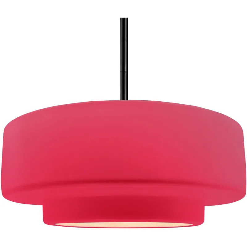 Radiance Collection - Tier Pendant Ceiling Light in Matte Black, Replaceable Bulb, Rigid Stem, Cerise, 16.25W x 6H, Form+Finish+Function