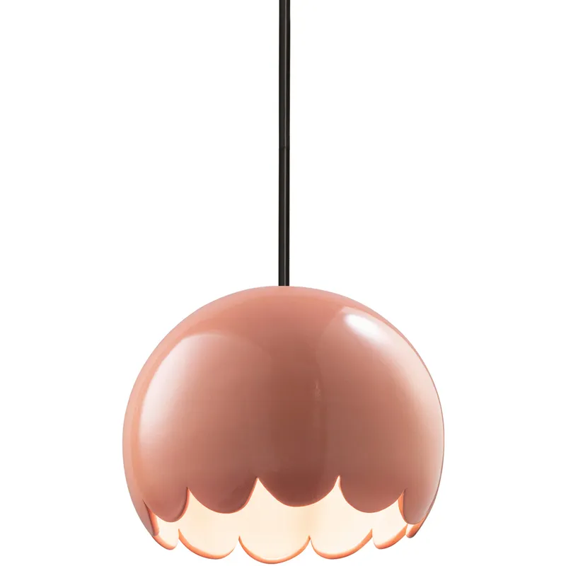 Radiance 1 Light 9 inch Gloss Blush Pendant Ceiling Light in Rigid Stem Kit, Matte Black, Incandescent